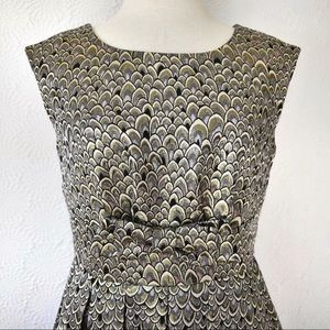 Minuet Brocade Feather Print Cocktail Dress
